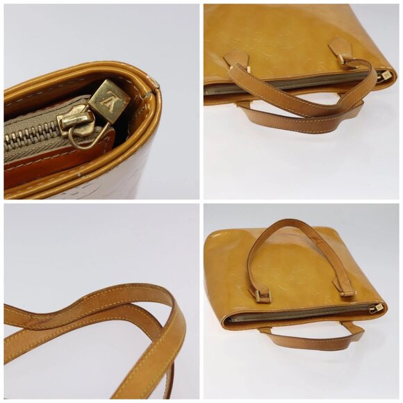 LOUIS VUITTON Monogram Vernis Houston Hand Bag Beige M91004 LV Auth 118545 - Picture 16 of 16